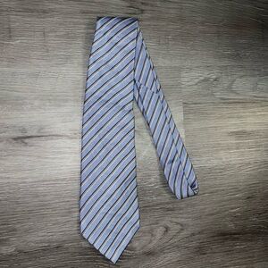 Dockers diagonal stripe baby blue tie 100% silk with brown stripes